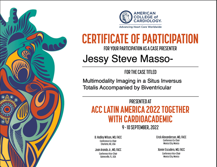 Certificado o constancia 20 del Dr. Steve Masso